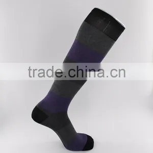 European Size Melanged Cotton Yarn Wide Strip Knee High Socks Women thumbnail-1