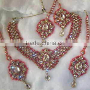PINK PATWA CHOKER Necklace EARRING Set thumbnail-1