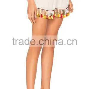 MGOO Latest Design Blank Women Chiffon Shorts Custom Your Logo Casual Shorts With Tassels thumbnail-2