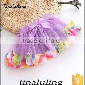 New Arrival Children Tulle Skirt With Flower Petal Kids Flower Girls Tulle Skirt thumbnail-6