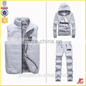 Jiangxi Kingtex Factory Supply Top Sale Screen Printing 3PCS Plain Hoodies And Jogging Pant Sets thumbnail-2