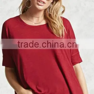 2017 Women Batwing Sleeve Fashion High Quality Tshirt Scoop Neck Printed Bulk Tshirt thumbnail-1
