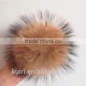 Fashion 15cm Fluffy Raccoon Fur Ball Keychain Real Fox Fur Keychain Fur Pompom Key Chain Pompon Keyring Charm Women Bag Pendant thumbnail-4