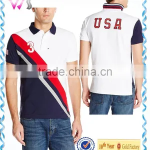 Wholesale Men's Slim Fit USA Diagonal Stripe Cotton Dry Fit Polo Shirt thumbnail-1