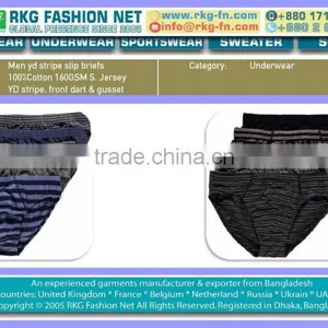 Men Yarn Dyed Stripe Cotton Jersey Slip Briefs thumbnail-1