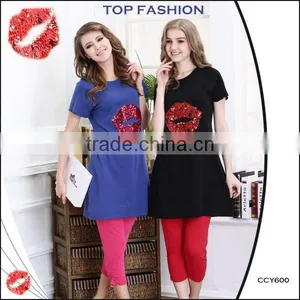 Fashion 2015 Summer Wholesale Yarn Dyed Long Body Design Ladies Pyjamas thumbnail-1