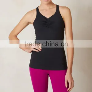 Fitness Apparels Black Plain Tight Fashion Running Shirts Ladies Gym Vest thumbnail-1