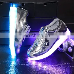 Latest High Quality OEM Color and Label USB Kid Boys and Girls LED Sneakers Shoes thumbnail-5