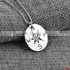 Tiny Nautical Ocean Sterling Silver Compass Charm Necklace Graduation Gift Pendant thumbnail-1