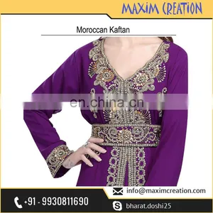 Modern Dubai Caftan With Unique Hand Made Embroidery Design 6011 thumbnail-2