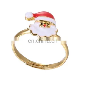 Latest Gold Finger Ring Designs Lovely Adjustable Christmas Santa Claus Ring thumbnail-2