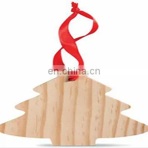 Wooden Christmas Ornament With Textile Ribbon, Tree Shape thumbnail-1