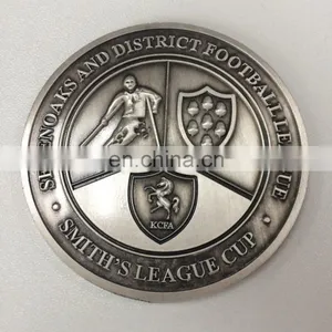 Zinc Alloy Casting Coin Antique Silver Custom Coin With Logo of Football League thumbnail-1