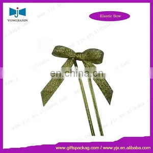 2015 Christmas Gold Pre-tied Satin Ribbon Bow With Flat Elastic Loop thumbnail-1