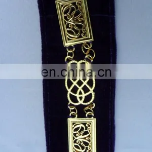 MASONIC REGALIA GRAND LODGE GOLD FINISH METAL CHAIN COLLAR PURPLE thumbnail-5