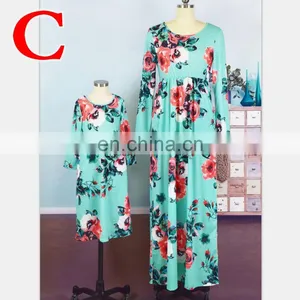 2019 New FLORAL FULL PRINT Dress Mother Daughter Matching Dress 5COLORS (this Link for WOMAN) thumbnail-1