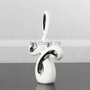 Nordic Modern Hotel Home Decoration Creative Design Artwork Silver-plated Ceramic Living Room Ornaments thumbnail-3