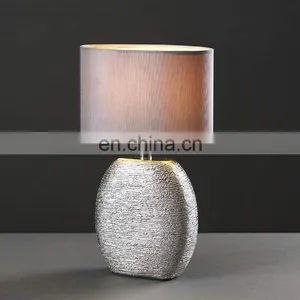 America Wholesale Hotel Home Decor Custom Made Ceramic Base Unique Fancy Cheap Silver Table Lamps for Gift thumbnail-5