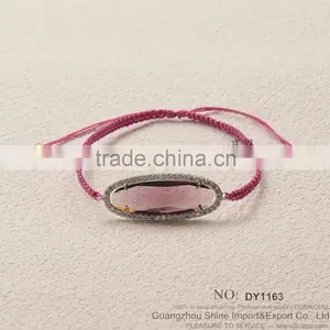 Rose Gold Acrylic Stone Diamond Woven Friendship Bracelet for 2015 New Product Hot Sale thumbnail-5