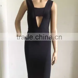 Summer Dress Wholesale 2015 New Fashion Elegant and Sey Women Black Strap Evening Party Bandage Dress Bandage Bodycon Women Wear thumbnail-1