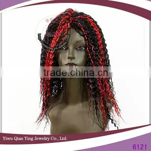 Cheap Wholesale Black and Red Highlights Halloween Carnival Party Wigs thumbnail-1