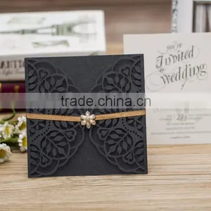 Latest Western Style Hollow Luxury White Laser Cut Wedding Invitations thumbnail-2