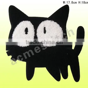 Towel Embroidery Patch Black Kitty Sew-on or Iron-on thumbnail-1