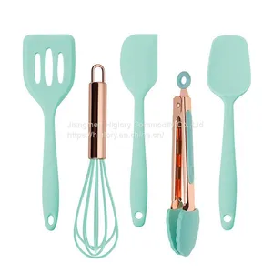 Home and Kitchen Accessories 5Pcs Heat Resistant Food Silicone Kitchen Utensils Cooking Spatula Set thumbnail-1