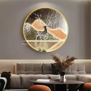 Luxury Home Decoration Printed Abstract Animal Fish Elk Crystal Porcelain Painting thumbnail-1