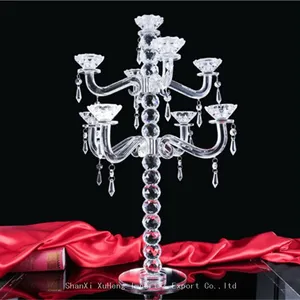 Factory Supply New Design Table Top Hanging Crystal Beads Crystal Chandelier Lighted Wedding Centerpiece thumbnail-1