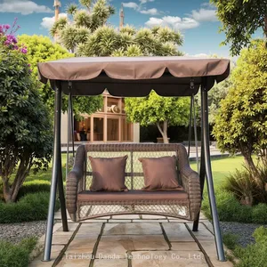 Outdoor PE Rattan Hammock Swing Hanging Chair With 2 Seater With Fabric Cover thumbnail-1