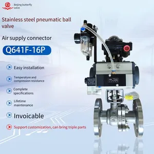Shanghai Hugong, Liangong Valves, Zhonghe Sufa Q641f-16p Stainless Steel Flange Pneumatic Ball Valve thumbnail-2