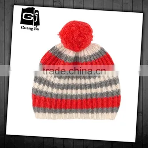 Colorful Kids Hat With Red Pom Pom Beanie Hats Wholesale Quality Choice thumbnail-1