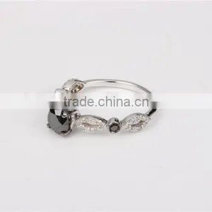10k Gold Black Diamond Jewellery Luxury Engagement Ring Set for Lady thumbnail-3