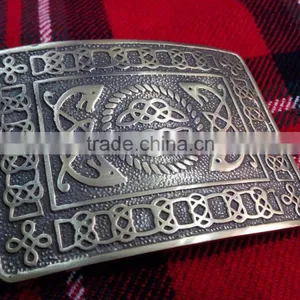 Scottish Celtic Design Kilt Belt Buckle In Antique Made Of Brass Material thumbnail-3