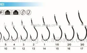 Red Paint/Black Nickle High Carbon Steel PR-624 KAREI Wholesale Fishing Hook thumbnail-1