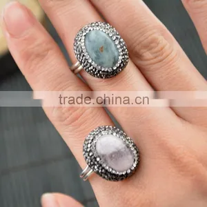 LFD-008R ~ Wholesale Druzy Stone Pave Rhinestone Rings Jewelry Finding thumbnail-4