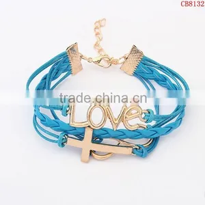 CB8132 Acceeories for Woman Cross With Love Braided Leather Bracelet Express From China Wholesale thumbnail-1