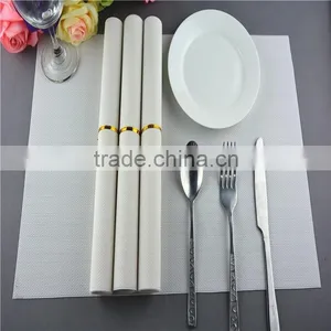 Wholesale Price 75g PVC Woven Mesh Placemat White Pure Color 1*2 Series 45*30cm thumbnail-1