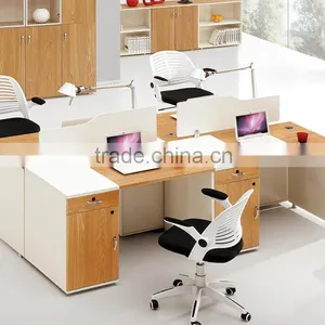 Wooden 4 Seater Workstation Tables With Panel Partitions (SZ-WSB348) thumbnail-1