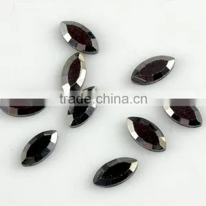 4X8 Navette Glass Stones Hotfix , Jet Hematite Horse Eye DMC Hot Fix Crystal Glass Stones thumbnail-1