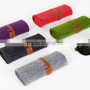 Easy to Carry Grey Green Felt Sunglasses Case thumbnail-2