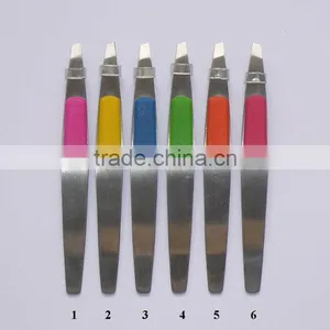 Eyebrow Tweezers With Rubber Pad (TW-199) thumbnail-1