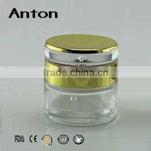 30g Glass Cosmetic Jar Aluminium With Seal and Aluminum Gold Cap thumbnail-1