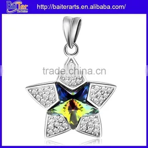 Fashion Austrian Crystals Pendant, 925 Sterling Silver Paved Diamond Pentagram Pendant thumbnail-1