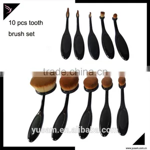 Oval Cosmetic Tooth Brush Makeup Brush Set thumbnail-5