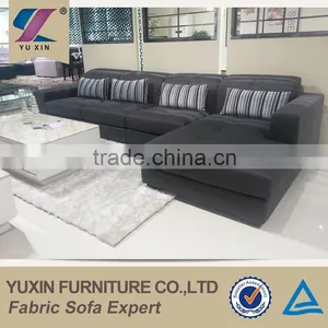 Button Tufted Black Big Business Sofa Design for Living Room thumbnail-1