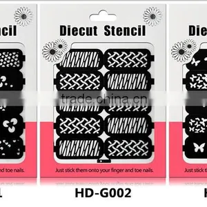 Reusable Stampling Tool Nail Art Stencil Stickers HD 18styles Nail Hollow Stickers thumbnail-3