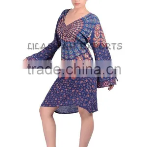 2166 Rayon Mandala Printed Jaipur Dress Cotton Ladies Hindu Ropa Summer Dress Girls Cotton Summer Dresses thumbnail-1