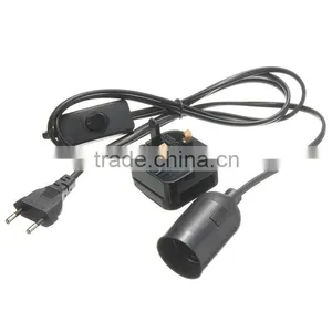 E27 1.5M Plug In Lamp Base Light Socket Switch Cable Vintage Antique Household Lamp Holder EU/UK Plug thumbnail-2